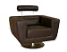 Dion Premium Leather Swivel Accent Chair in Dark Brown