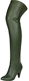 Women's Breckelle'S Leann-81 Green Faux Leather Thigh High Boots Shoes, Green, 5.5