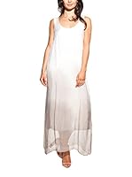 Laura Moretti Vestido Largo (Blanco / Taupe)