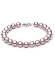 14KT White Gold Beautiful 7.0-7.5mm Round Lavender Freshwater Pearls make up this Stunning Bracelet.