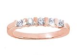 Women's 5 Stone Diamond Ring in Round Cut Diamonds Bar Setting - Includes Appraisal / Certificate of Authenticity ( 0.50 Total Carat Weight | FG-VS Quality | 14k Rose Gold ) Finger Size -