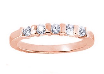 Women's 5 Stone Diamond Ring in Round Cut Diamonds Bar Setting - Includes Appraisal / Certificate of Authenticity ( 0.50 Total Carat Weight | FG-VS Quality | 14k Rose Gold ) Finger Size -