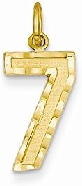 14K Goldy Casted Medium Diamond Cut Number 7 Charm Pendant (0.87 in x 0.35 in)