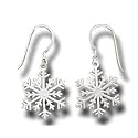 Sterling Silver Earrings On Wire, .75 inch Snowflake