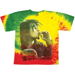Bob Marley Men's Rasta Smoke Tie Dye T-shirt Tie-Dye