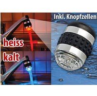 Wasserhahn-Aufsatz mit Farbwechsel (Infactory) LED-Beleuchtung heiß/kalt
