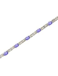 14K White Gold Oval Tanzanite and Diamond Bracelet