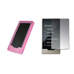 Premium Pink Soft Silicone Gel Skin Cover Case + Crystal Clear LCD Screen Protector for Microsoft Zune HD [Accessory Export Packaging]