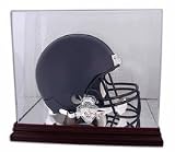 Full Size Football Helmet Display Case with Mahogany Finished Base and Ohio State Buckeyes Logo