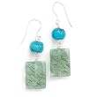 Green Quartz and Turquoise Drop Earrings on French Wire