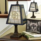 SAN DIEGO PADRES Team Logo Hand Painted ART-GLASS TABLE LAMP (14 Tall with 7 Wide Glass Shade)