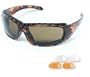 Body Specs Padded Sunglasses Z-001 Demi Tortoise Frame with Brown, Light Rust, and Clear Interchangeable 3 Lens Set