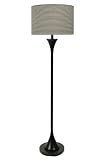 Review Stylecraft FL8650-AM / Degray 60-Inch Black Floor Lamp with Striped Linen Shade