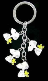 Snoopy & Woodstock Metal Charm Keychain 4 in 1