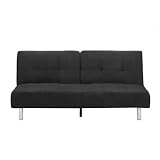 Puzzle Comet Convertible Sofa with Black Legs Upholstery: Black Microfiber