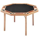 Natural Wood Octagonal Poker Table with Black Vinyl Top
