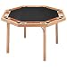 Natural Wood Octagonal Poker Table with Black Vinyl Top