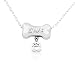 Live Dog Bone and Heart Paw Pewter Pendant 15" Chain Necklace with 2" Extension