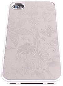 Copper Sheet Flower Pattern Hard Case for iPhone 4/4S(Assorted Colors) , Silver