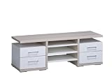 Maja 77306635 TV-Bank 1250 x 430 x 400 mm Kernesche hell-Nachbildung, wei&szlig; uni