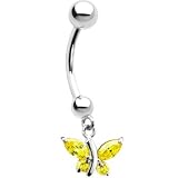 14k White Gold Butterfly November Birthstone Belly Ring