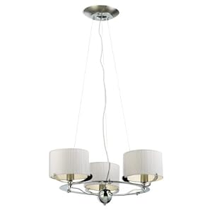 Eurofase 12431-014 Quinn 3-Light Chandelier, Satin Nickel Pearl White by 