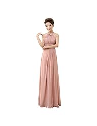 Floor Length Chiffon/Polyester/Viscose Halter Pleated Bridesmaid Dress 