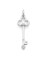 14K White Gold GH/I1 Diamond Key Pendant