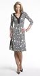 TRIM-NECK PRINTED KNIT DRESS