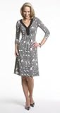 TRIM-NECK PRINTED KNIT DRESS