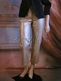 Christian Dior - $2370 New CHRISTIAN DIOR Gold Wash Leather Crop Pants 44 12