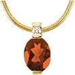 14K Yellow Gold Fire Opal and Diamond Pendant