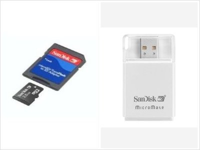 SanDisk 2GB MicroSD TransFlash Card with SD Adapter and Micromate Reader