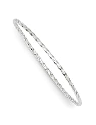 14k White Gold 2.50mm Twist Slip-on Bangle, Best Quality Free Gift Box Satisfaction Guaranteed