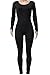 Rokiney Black Low-cut Solid Color Long Sleeve Jumpsuit Full Length L For Women