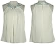 SELE Crinkle Chiffon Beaded Tank