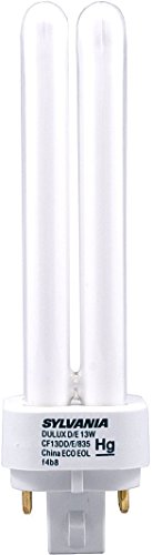 Sylvania 20671 (6-Pack) CF13DD/E/835/ECO 13-Watt Double Tube Compact Fluorescent Light Bulb, 3500K, 900 Lumens, 82 CRI, 4-Pin G24q-1 Base