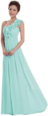 IBEAUTY DRESS Chiffon Beading Strapless One Shoulder Bridesmaid Long Dress Apple Green US 2