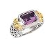925 Silver & Amethyst Basket-Weave Ring with 14k Gold Accents Sizes 6-8
