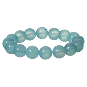 12mm Round Sea Blue Chalcedony Beaded Stretch Bracelet by Amazon.com Collection