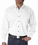 UltraClub Mens Long-Sleeve Cypress Denim Pocket. 8960