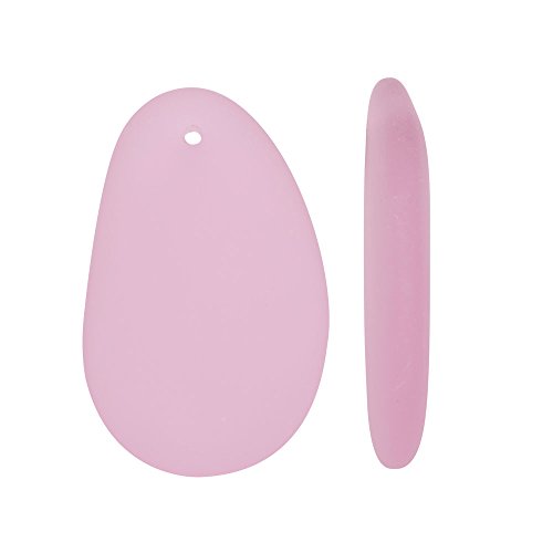 Cultured Sea Glass, Hypnotic Freeform Pendant 33x20mm, 2 Pieces, Blossom Pink