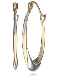 10K Two-Tone Gold Stampato Hoop Earrings