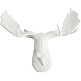 White Faux Taxidermy The Edmonton Moose Head Sculpture, White