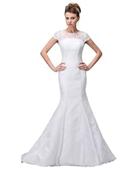 Mermaid Satin/Tulle Spring Fall Cap Sleeves One Shoulder Scoop Neck Wedding Dress  with a Court Train 