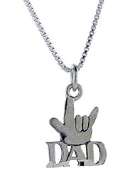 Sterling Silver Cool Dad Talking Pendant, 1 inch wide