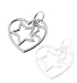 Top Quality and Rare 2 Sided Sterling Silver Heart Pendant with Star Inside the Heart, Large Size