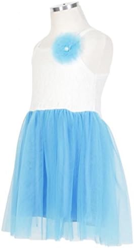 Girls Casual Summer Floral Lace Dress with Tutu Ruffle Skirt (Aqua, 5)