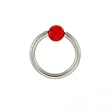 STAINLESS STEEL HOOPS WITH BALL RED WITH GLITTER Gauge: 16, Ball Size: 3mm, Length: 6mm Sold as a Pair