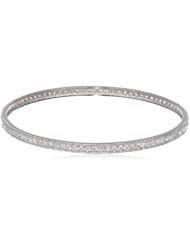 Sterling Silver 2mm Round Cubic-Zirconia, 2.7cttw, Slip-On Bangle Bracelet, 8.5"